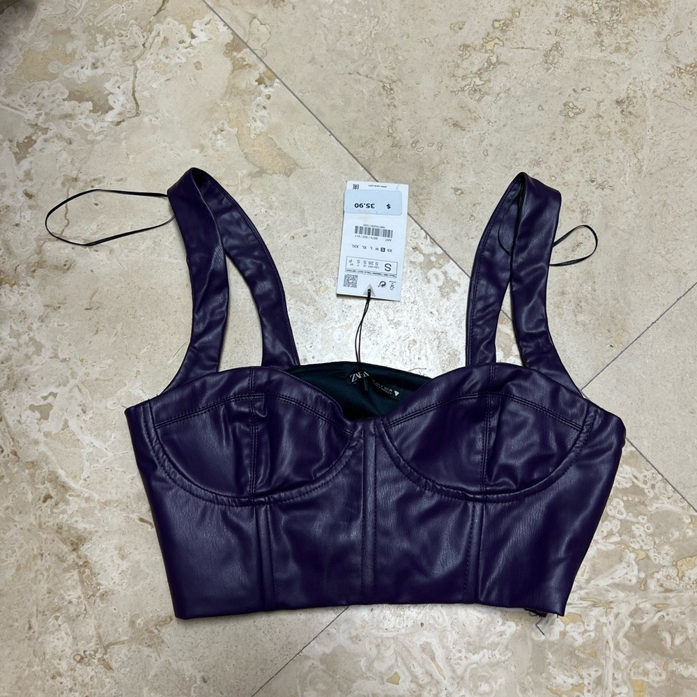 Brand new with tag ZARA purple leather top